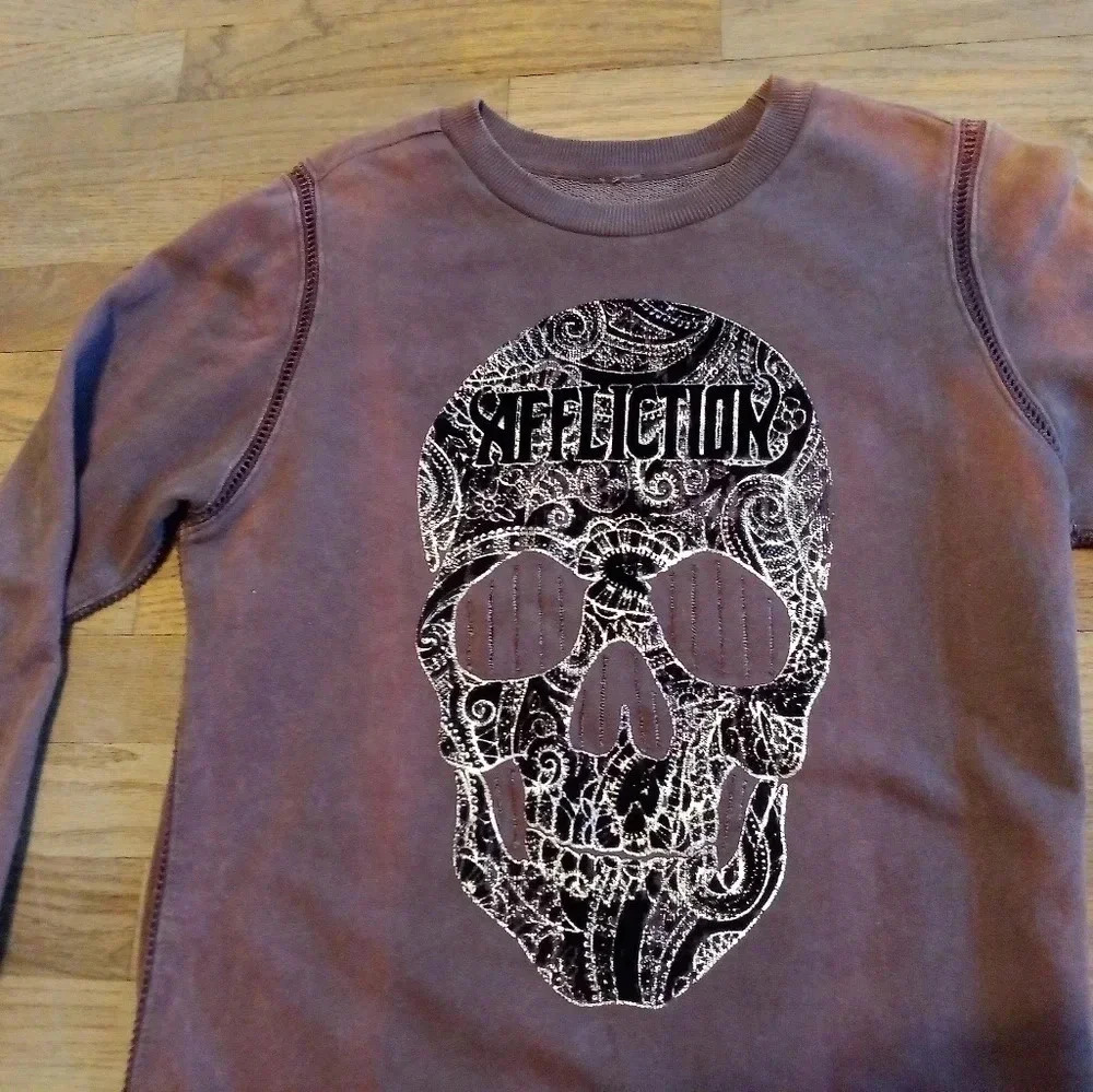 Affliction Live Fast Sugar Skull Sweater Crewneck Women's Small - Picture 2 of 12